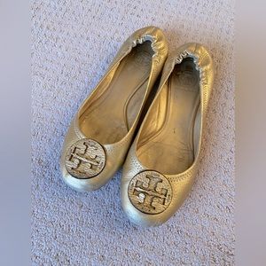 Tory Burch Gold Reva Flats